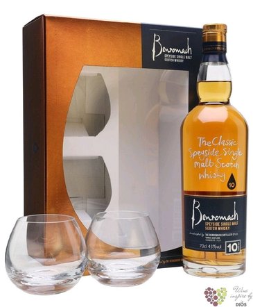 Benromach 15 years old 2glass set Speyside whisky 43% vol.  0.70 l
