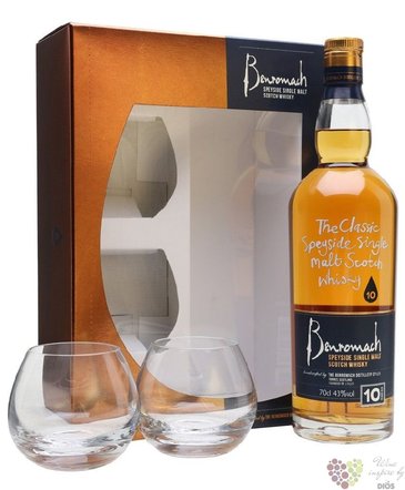 Benromach 10 years old 2glass pack single malt Speyside whisky 40% vol.  0.70 l