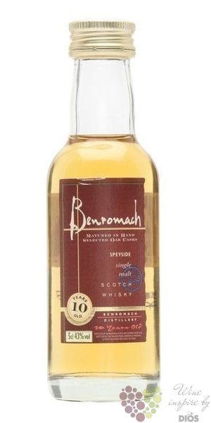 Benromach 10 years old single malt Speyside whisky 40% vol.  0.05 l