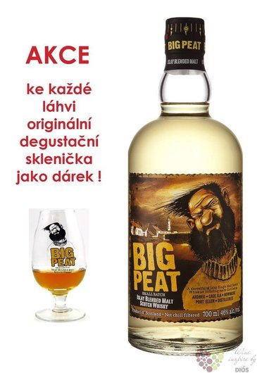 Big Peat „ Vatted ” glass set Islay blended malt whisky Douglas Laing &amp; Co 46% vol.  0.70 l