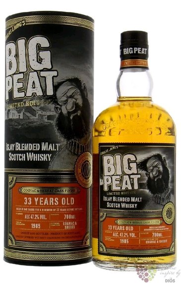 Big Peat 1985  Cognac &amp; Sherry Cask  aged 33 years Islay malt whisky 47.2% vol.  0.70 l