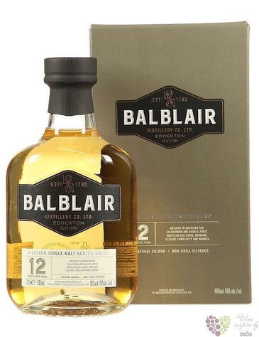 Balblair aged 12 years Single malt Highland whisky 46% vol.  0.70 l
