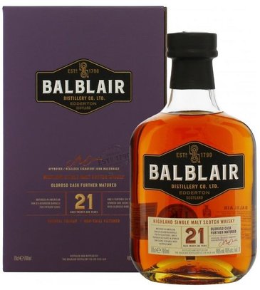 Balblair aged 21 years Single malt Highland whisky 46% vol.  0.70 l