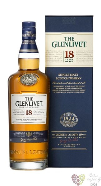Glenlivet 18 years old Speyside single malt whisky 40% vol.  0.70 l
