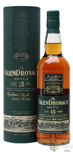 GlenDronach  Revival  aged 15 years single malt Highland whisky 43% vol.  0.70 l