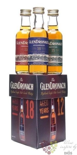 GlenDronach  Triple pack  single malt Highland whisky 3 x 0.05 l