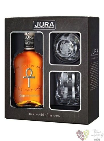 Jura  Superstition Lightly peated  2glass pack single malt Islands whisky 43%vol. 0.70 l