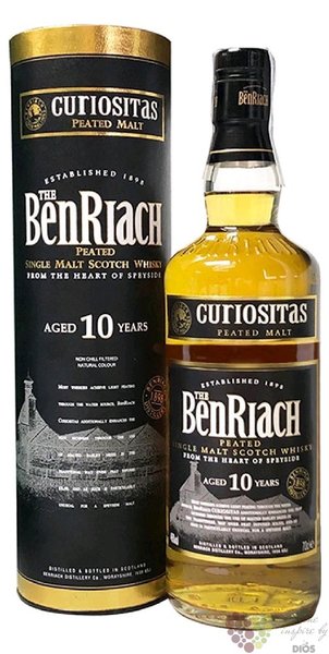 BenRiach  Curiositas peated  aged 10 years Speyside whisky 46% vol.  0.05 l
