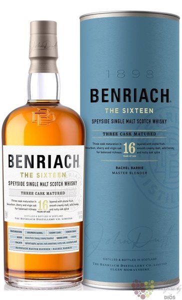 BenRiach  Three Cask Matured  aged 16 years Speyside whisky 43% vol.  0.70 l