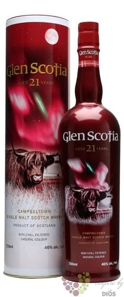 Glen Scotia 21 years old Campbeltown single malt whisky 46% vol.  0.70 l