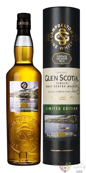 Glen Scotia 2002  Vintage release No.2 Crosshill Loch  Campbeltown whisky 46% vol.  0.70 l