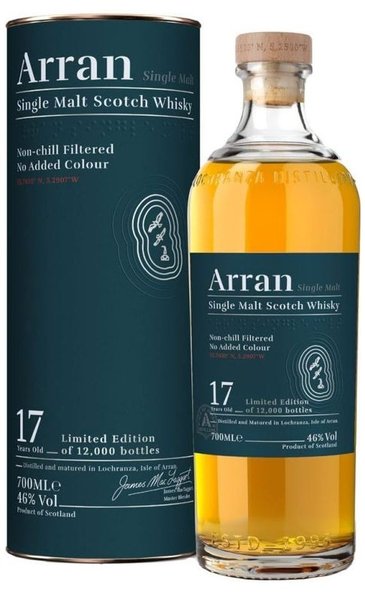 the Arran aged 17 years single malt whisky 46% vol.  0.70 l