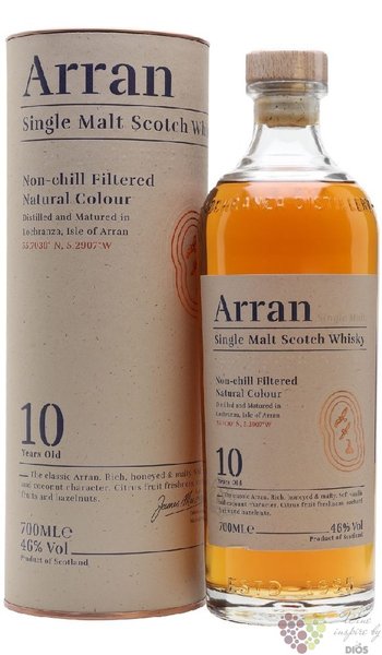 the Arran aged 10 years single malt whisky 46% vol.  0.70 l