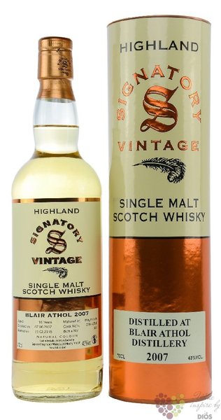 Blair Athol 2007  Signatory Vintage  aged 10 years Highland whisky 43% vol.  0.70 l
