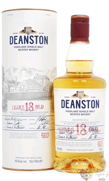 Deanston 18 years old single malt Highland whisky 46.3% vol.  0.70 l