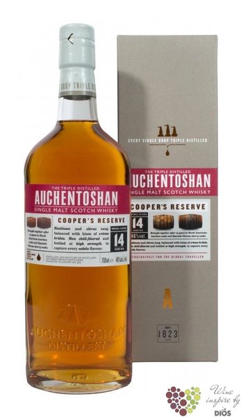 Auchentoshan  Coopers reserve  aged 14 years single malt Lowland whisky 46% vol.  0.70 l