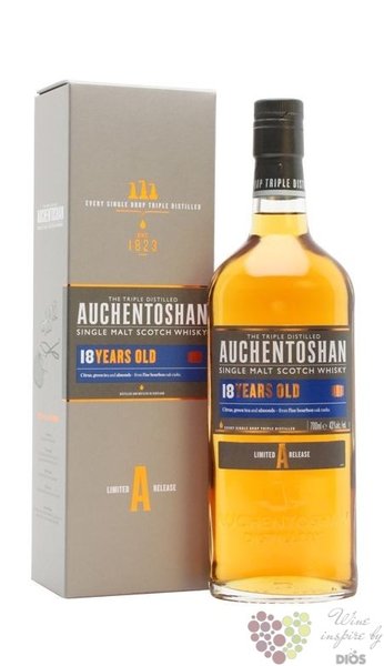 Auchentoshan 18 years old triple distilled single Lowland whisky 43% vol.  0.70l