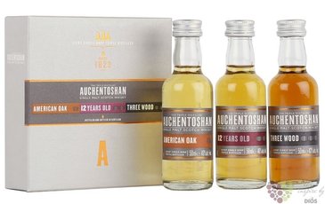 Auchentoshan  US oak &amp; 12years &amp; Three wood  collection of Lowland whisky 40%vol.  3x0.05