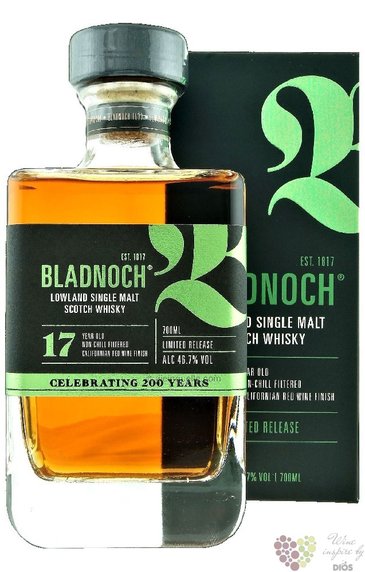 Bladnoch 17 years old single malt Lowlands Scotch whisky 46.7% vol.  0.70 l