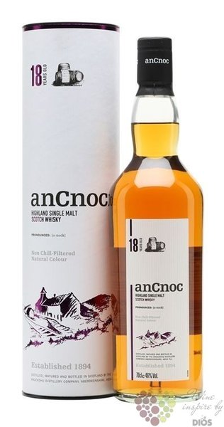 anCnoc 18 years old single malt Speyside whisky 46% vol.  0.70 l