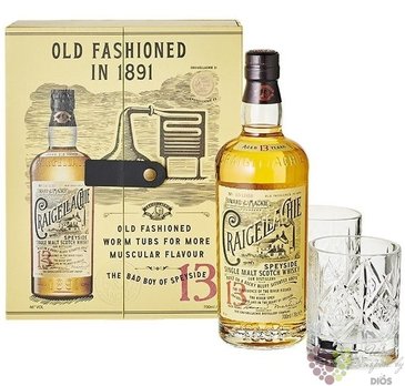 Craigellachie aged 13 years glass set Speyside whisky 46% vol.  0.70 l