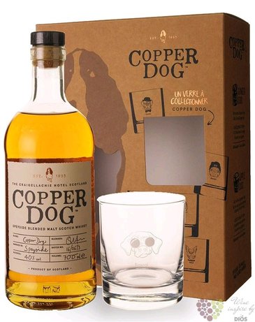 Craigellachie  Copper dog  glass set Speyside malt whisky 40% vol.  0.70 l