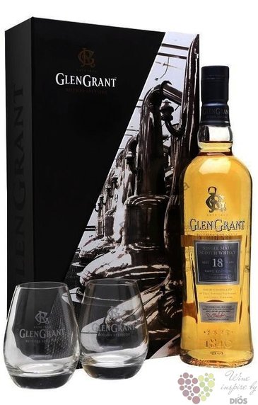Glen Grant  Rare edition  aged 18 years glass set single malt Speyside whisky 43% vol. 0.70 l