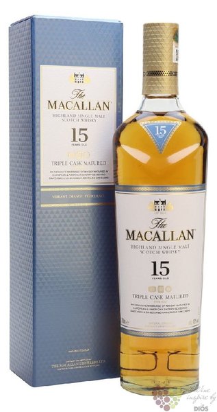Macallan „ Triple cask ” aged 15 years Speyside single malt whisky 43% vol.  0.70 l