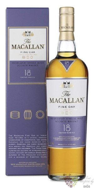 Macallan  Fine Oak  aged 18 years Speyside Single malt whisky 43% vol.  0.70 l
