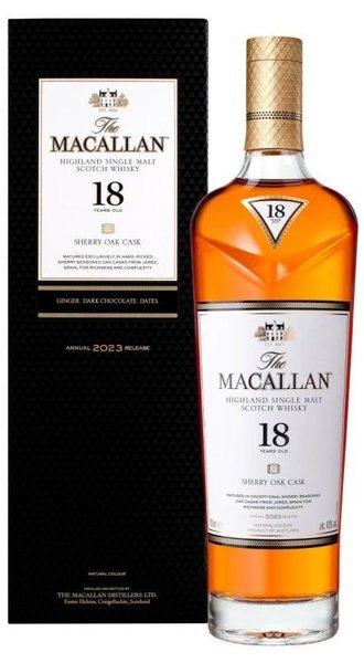 Macallan  Sherry cask  aged 18 years Speyside Single malt whisky 43% vol.  0.70 l