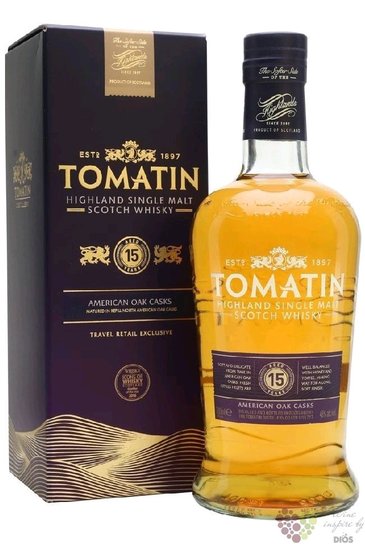Tomatin  American oak casks  aged 15 years single malt Speyside whisky 46% vol.  0.70 l