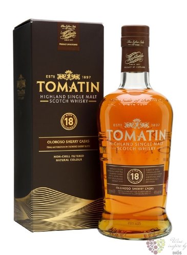 Tomatin  Oloroso sherry casks  aged 18 years Speyside single malt whisky 46% vol.  0.70 l