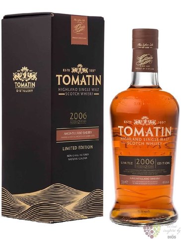 Tomatin 2006  Amontillado sherry cask  aged 12 years Speyside whisky 46% vol.  0.70 l