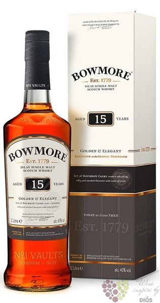 Bowmore  Golden &amp; elegant  ltd. aged 15 years single malt Islay whisky 40% vol.  1.00 l