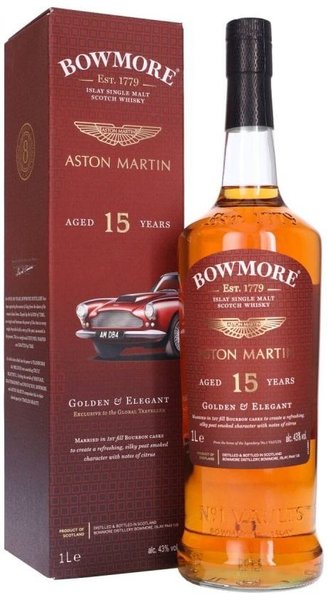 Bowmore  Aston Martin  aged 15 years single malt Islay whisky  43% vol.  1.00 l