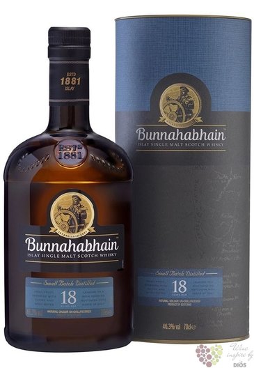Bunnahabhain 18 years old single malt Islay whisky 46.3% vol.   0.70 l