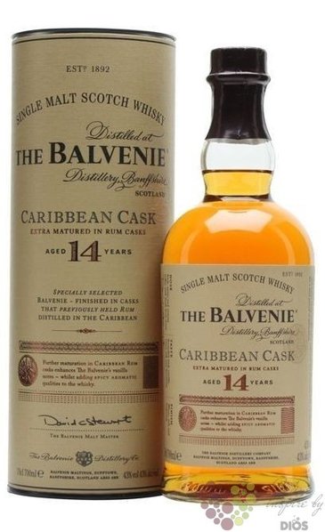 Balvenie  Caribbean cask  aged 14 years Speyside whisky 43% vol.  0.70 l