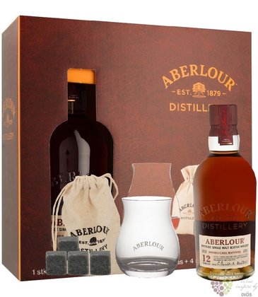 Aberlour  Double cask &amp; whisky glass &amp; stone  aged 12 years Speysides whisky 43% vol.0.70