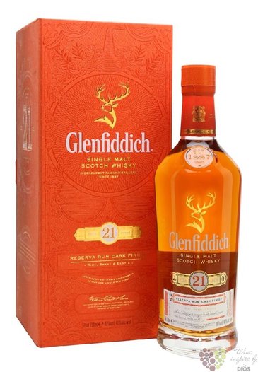 Glenfiddich  Reserva rum cask finish  aged 21 years malt Speyside whisky 40% vol.  0.70 l