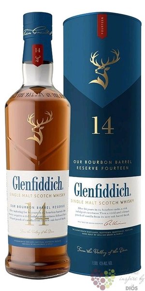 Glenfiddich  Bourbon Barrel Reserve  aged 14 years Speyside whisky 43% vol.  0.70 l
