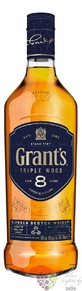 Grants Triple wood  Stand fast  aged 8 years blended Scotch Whiskey  40% vol. 0.70 l