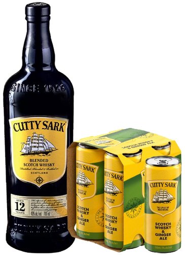 Cutty Sark aged 12 years &amp; 4*Ginger Cutty RTD premium Scotch whisky 40% vol.  0.70 l