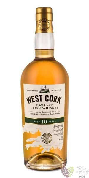 West Cork aged 10 years single malt Irish whiskey 40% vol.   0.70 l