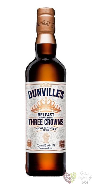 Dunvilles Belfast  Three crowns  Irish whiskey 43.5% vol.  0.70 l