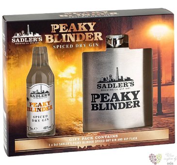Peaky Blinder  Spiced dry  flask set English gin by Sadlers 40% vol.  0.05 l