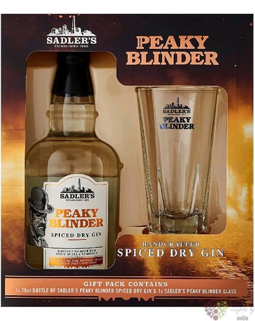 Peaky Blinder  Spiced dry  glass set English gin by Sadlers 40% vol.  0.70 l