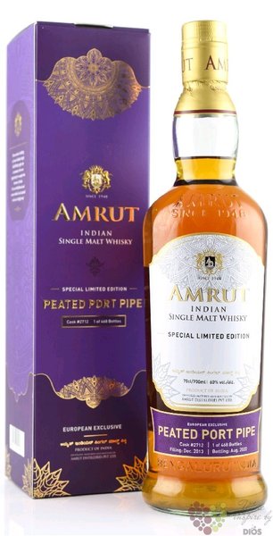 Amrut  Peated Port Pipe  Indian single malt whisky 60% vol.  0.70 l