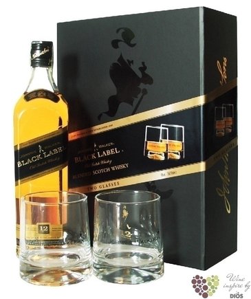 Johnnie Walker  Black label  2 glass gift pack ed.2010 premium blended whisky40% vol.  0.70 l