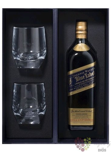 Johnnie Walker Blue label 2 glass set Scotch whisky 40% vol. 0.70 l