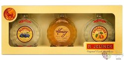 Dárková kolekce vybraných ovocných destilátů v lahvi budík Rudolf Jelínek  3 x 0.20 l